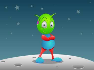 Alien on the Moon clipart