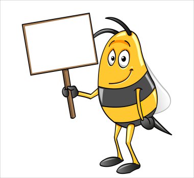 Bee holding a blank sign clipart