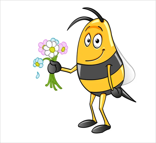 Пчела с цветами — стоковый вектор