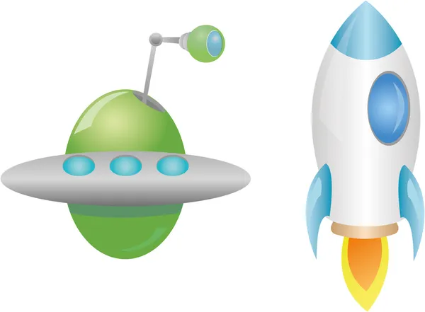 Rocket and UFO — Stock Vector
