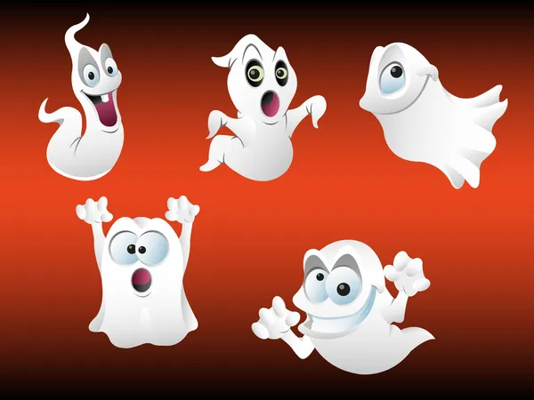 Five Spooky Ghosts — Stock Vector