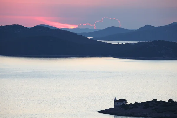 일몰, 크로아티아에 나 섬 — 스톡 사진