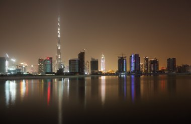 Skyline of Dubai at night, United Arab Emirates clipart
