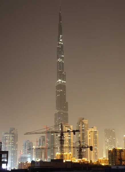Μπουρτζ Χαλίφα τη νύχτα. Dubai, Ηνωμένα Αραβικά Εμιράτα — Φωτογραφία Αρχείου