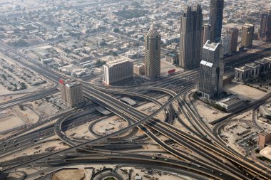 Aerial view of a highway junction in Dubai clipart