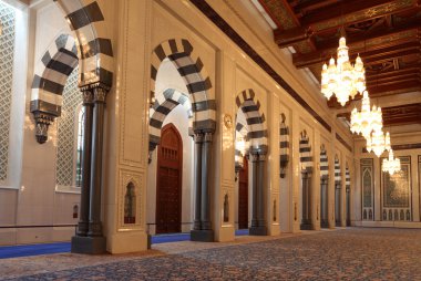 Interior of the Grand Mosque in Muscat, Oman clipart