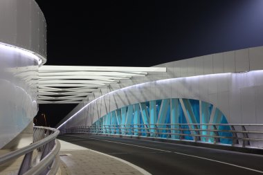 Yas Marina Hotel Bridge at night, Abu Dhabi clipart