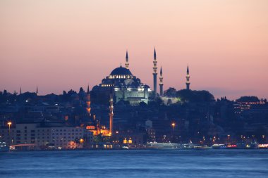 Istanbul skyline in the evening clipart