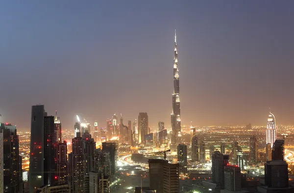 Centro di Dubai di notte — Foto Stock