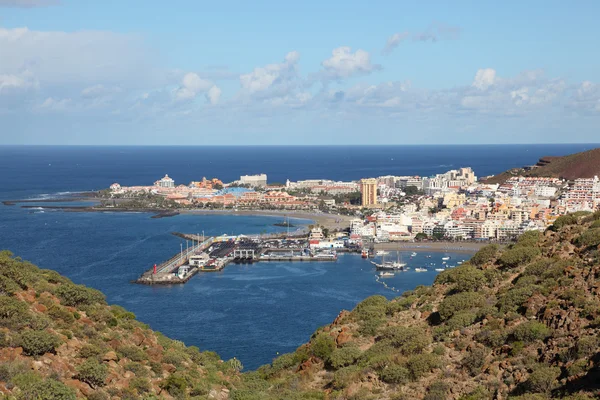 Letecký pohled na los cristianos, kanárském ostrově tenerife, Španělsko — Stock fotografie