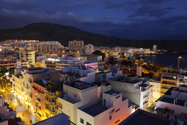View over the roofs of Los Cristianos at dusk. Canary Island Tenerife, Spai — Stok fotoğraf