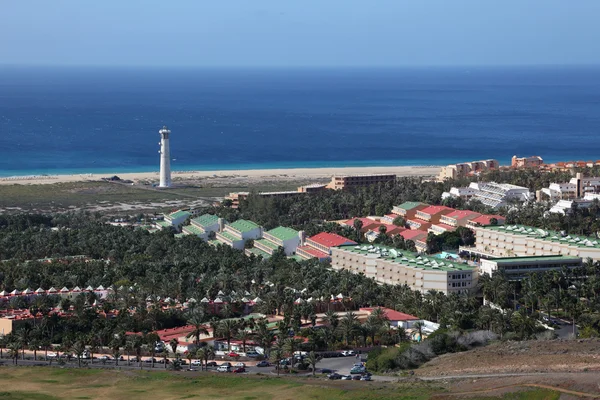 Luchtfoto van jandia playa, Canarische eiland fuerteventura, Spanje — Stockfoto