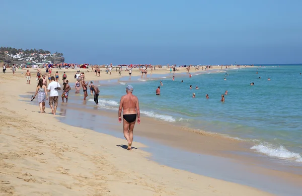 Plaj jandia playa üzerinde Kanarya Adası fuerteventura, İspanya. 19, çekilen fotoğraf — Stok fotoğraf