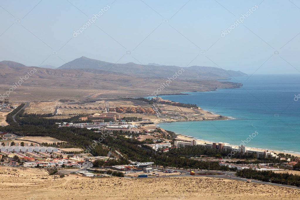 Luftaufnahme von costa calma, fuerteventura spanien Stockfotografie