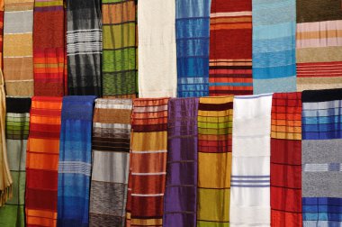 Colorful oriental fabrics clipart