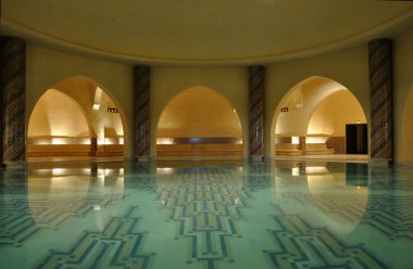 Inside of a traditional Hammam in Morocco, Africa clipart