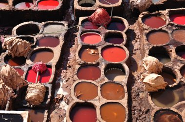 Traditional tannery in Fes, Morocco clipart