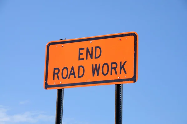 End Road Work Sign — Stock Photo, Image