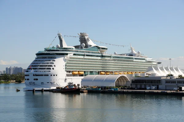 Navio de cruzeiro em Miami, Flórida — Fotografia de Stock