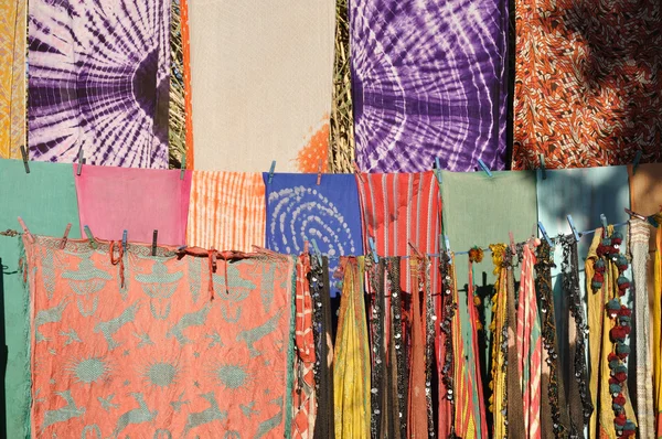 Tecidos orientais para venda em Morocco — Fotografia de Stock