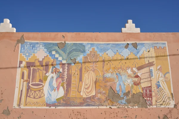 Fresky v marocké vesnice, Afrika — Stock fotografie