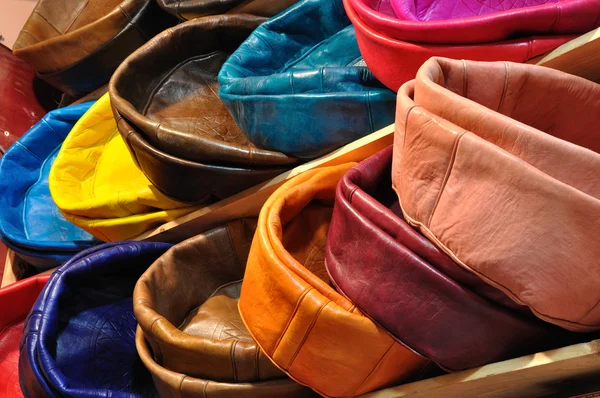 Colorful leather cushions — Stock Photo, Image