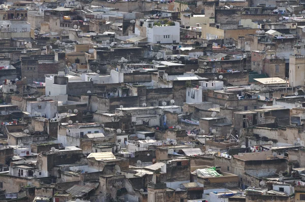 Luchtfoto uitzicht over de medina van fes, Marokko — Stockfoto
