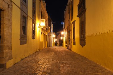 Street in Las Palmas de Gran Canaria at night clipart