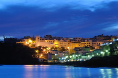 Town Morro Jable at night. Fuerteventura clipart