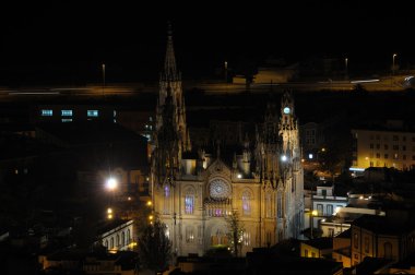 Arucas Cathedral at night. clipart