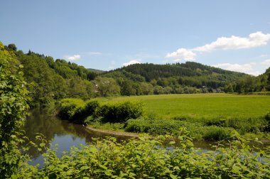 Landscape with the Sieg river, Germany clipart