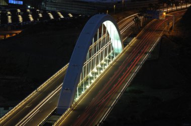 Highway bridge at night clipart