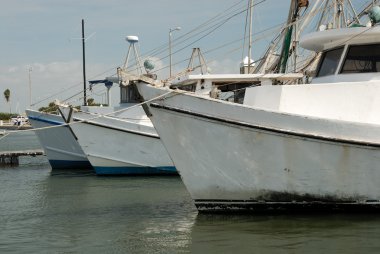 Fishing boats in the harbor of Corpus Christi, TX USA clipart