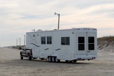 Recreational vehicle on the beach clipart