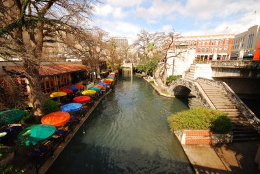 View over the River Walk in San Antonio, Texas USA clipart