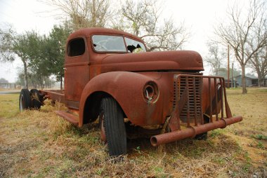 Abandoned old and rusty truck clipart