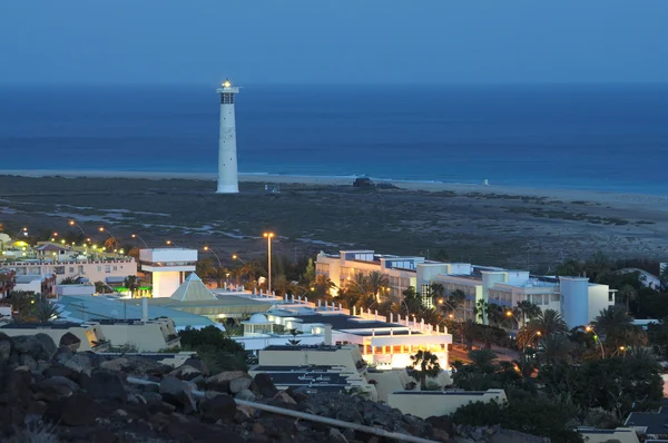 Küste am jandia playa bei Nacht, fuerteventura — Stockfoto