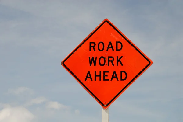 Road work ahead sign — Stock Photo, Image