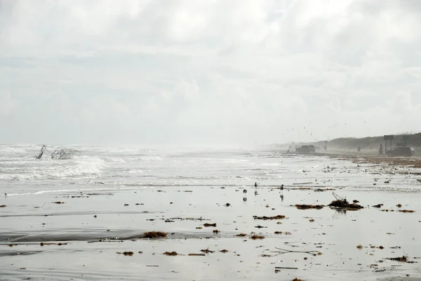 Padre island beach efter orkanen ike — Stockfoto