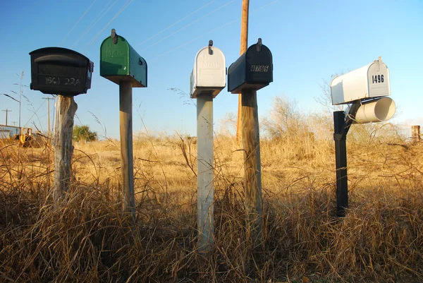 stock image U.S. Mailboxes on a country road