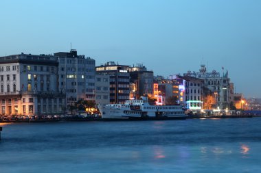 Waterside buildings at Golden Horn in Istanbul, Turkey clipart