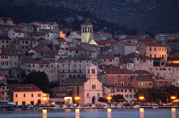 Croatian town Sibenik at dusk — Stock Photo, Image