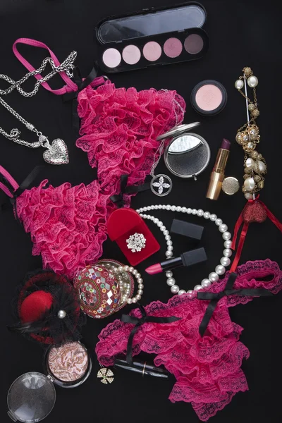 Set con accessori femminili per la bellezza — Foto Stock