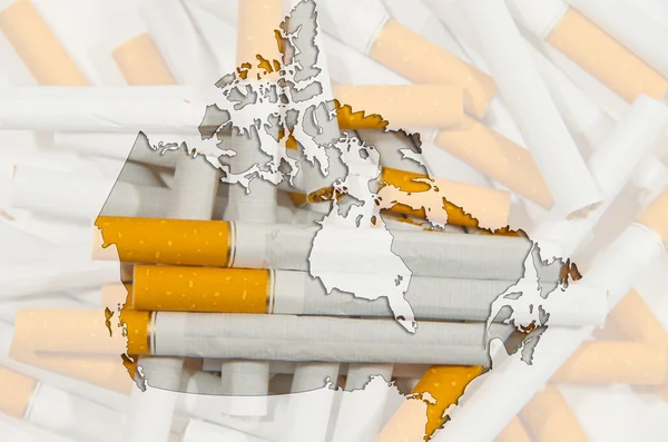 Map of Canada with cigarettes in background — Stock Photo, Image