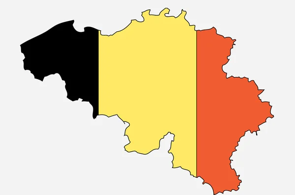 Outline map of Belgium with Belgian flag — Stock Photo, Image