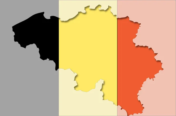 Mapa przeglądowa Belgii z przezroczystego banderą belgijską — Zdjęcie stockowe