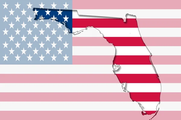 Outline map of Florida on american flag — Stock Photo, Image