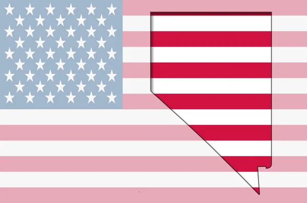 Overzicht kaart van nevada op Amerikaanse vlag — Stockfoto