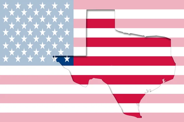 Outline map of Texas on american flag — Stock Photo, Image
