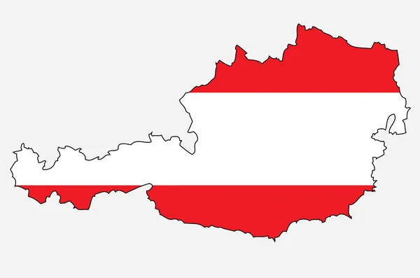 Outline map of Austria with Austrian flag — Stock Photo, Image